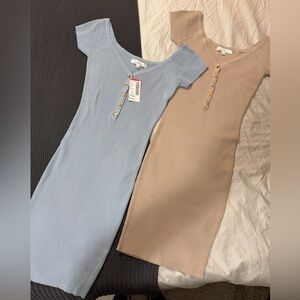 Papaya Blue and Tan sweater Dresses